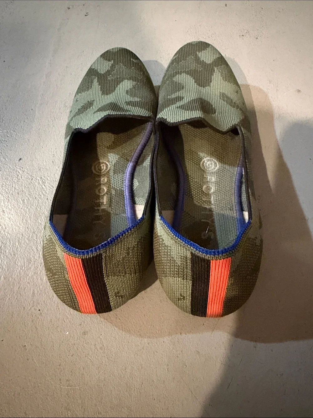 Rothy's Olive Camo Knit Slip-On Loafers